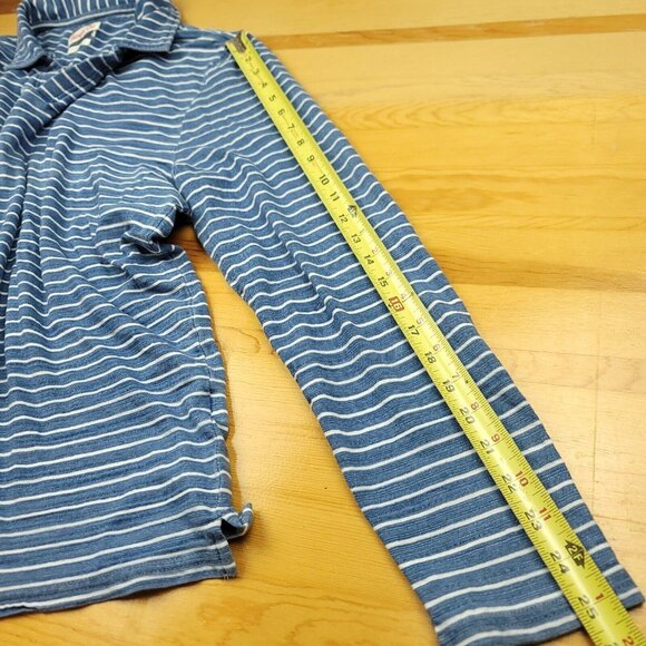 Johnnie-O Hangin Out Men's Medium Striped Polo Shirt Long Sleeve Blue Casual - Picture 14 of 15